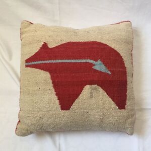 Vintage Southwestern Woven Wool Bear Rug Pillow